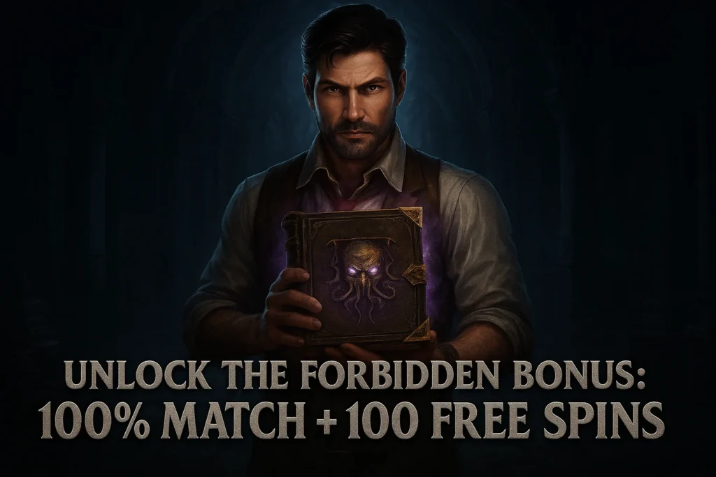 Unlock the forbidden bonus: 100% Match + 100 Free Spins for Tome of Madness slot